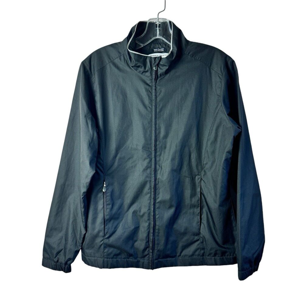 Pebble Beach Wms M Performance Windbreaker Jacket Water Resistant Golf Black